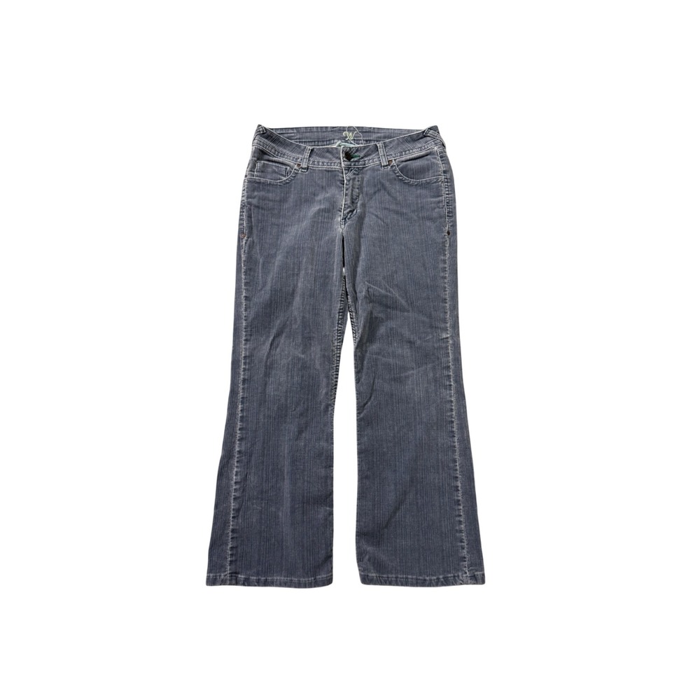 Y2K Wörn Blue Gray Corduroy Flare Pants Low Rise Size